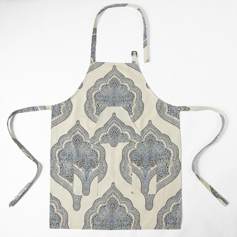 Arabesque Blue Printed Cotton Apron - HalfPriceDrapes.com