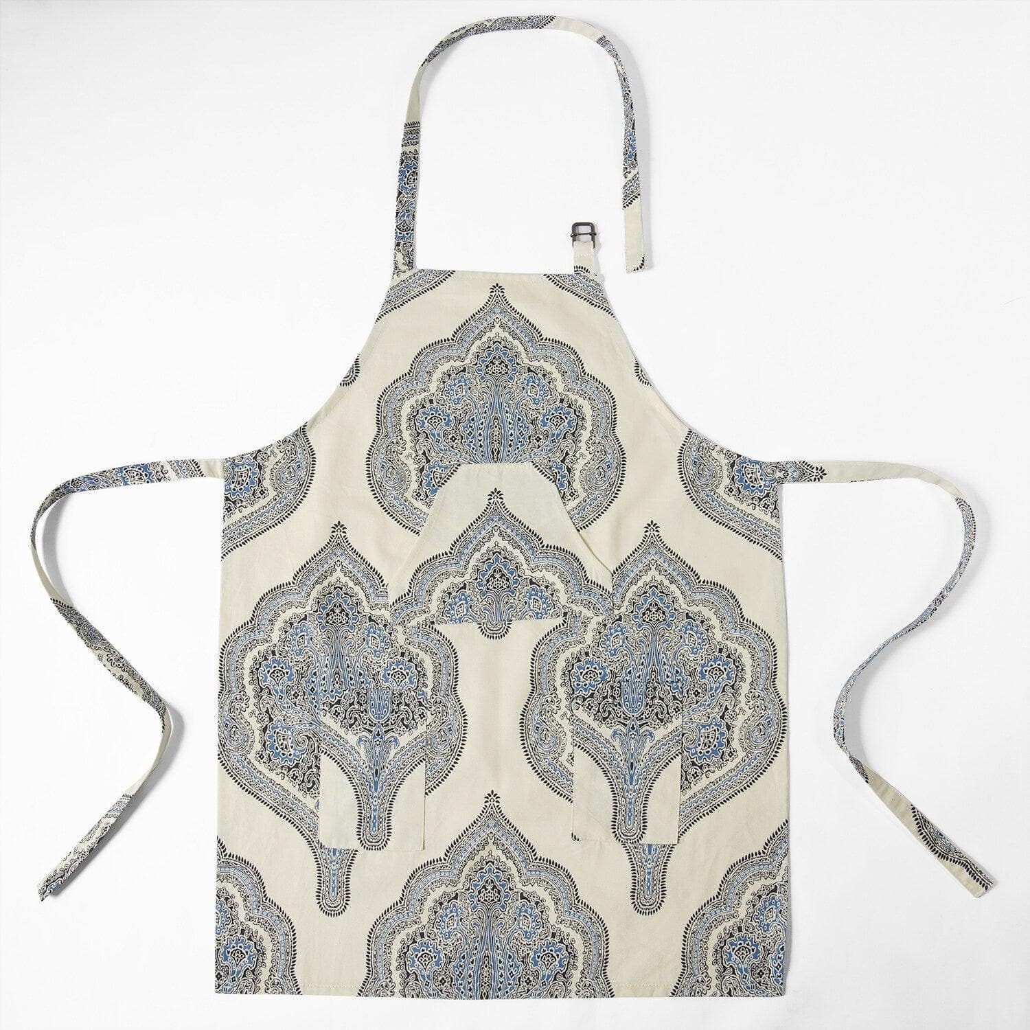 Arabesque Blue Printed Cotton Apron - HalfPriceDrapes.com