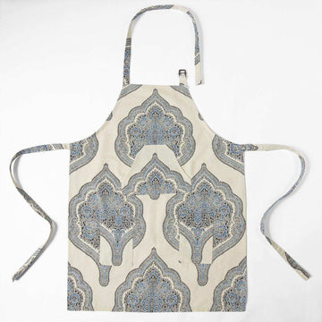 Arabesque Blue Printed Cotton Apron - HalfPriceDrapes.com