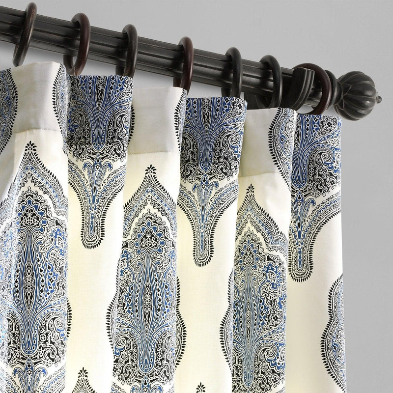 Arabesque Blue Printed Cotton Curtain