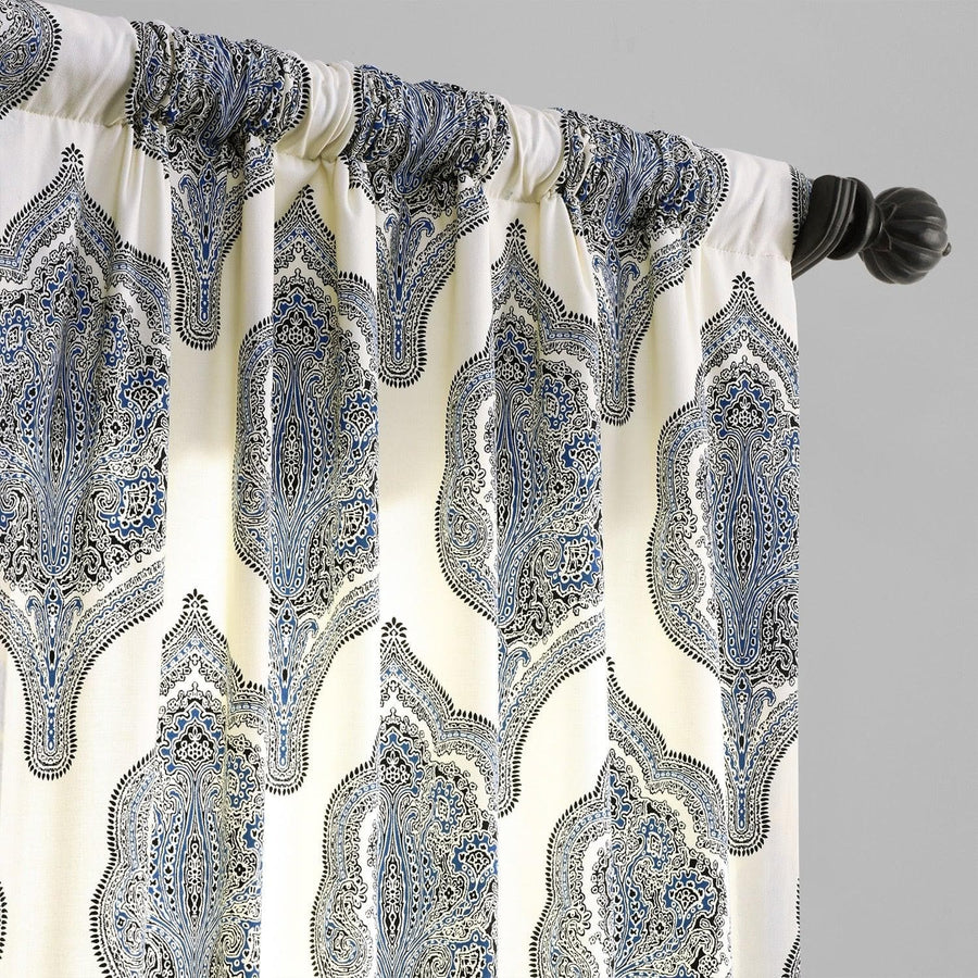 Arabesque Blue Printed Cotton Curtain