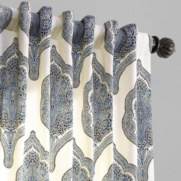 Arabesque Blue Printed Cotton Curtain