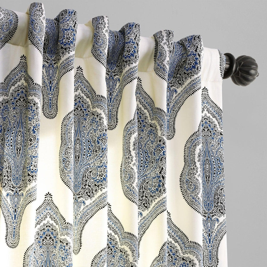 Arabesque Blue Printed Cotton Curtain