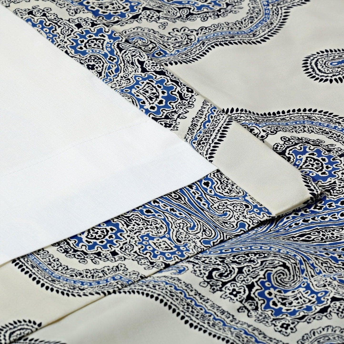 Arabesque Blue Printed Cotton Curtain