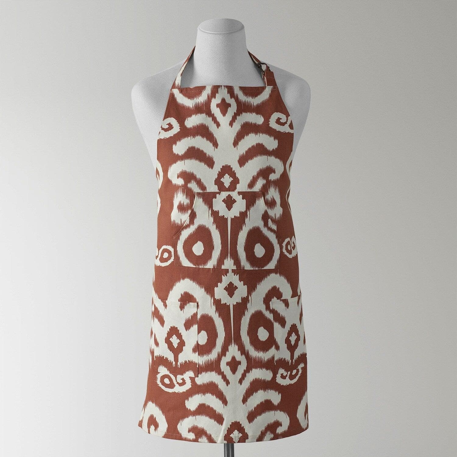 Sri Lanka Rust Printed Cotton Apron - HalfPriceDrapes.com