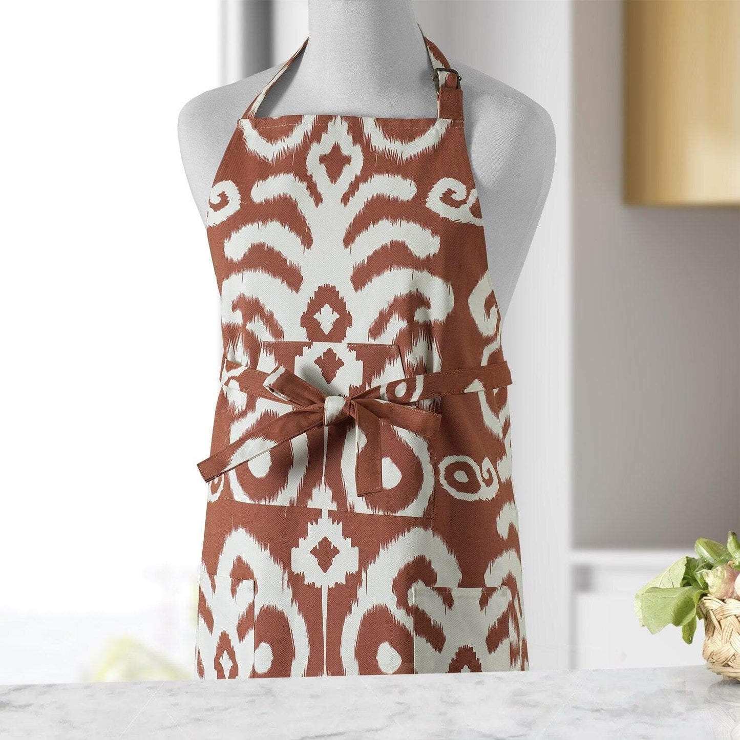 Sri Lanka Rust Printed Cotton Apron - HalfPriceDrapes.com