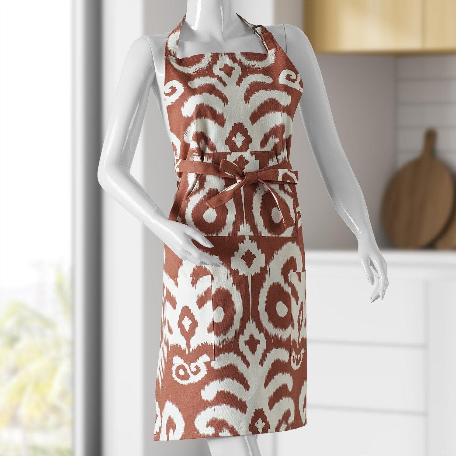 Sri Lanka Rust Printed Cotton Apron - HalfPriceDrapes.com