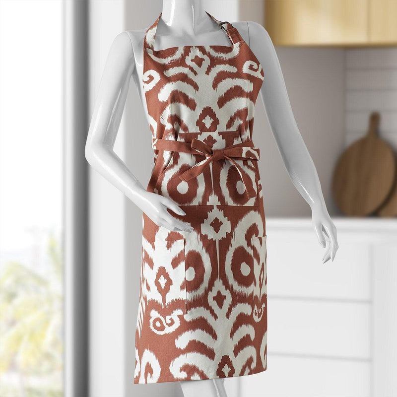 Sri Lanka Rust Printed Cotton Apron - HalfPriceDrapes.com