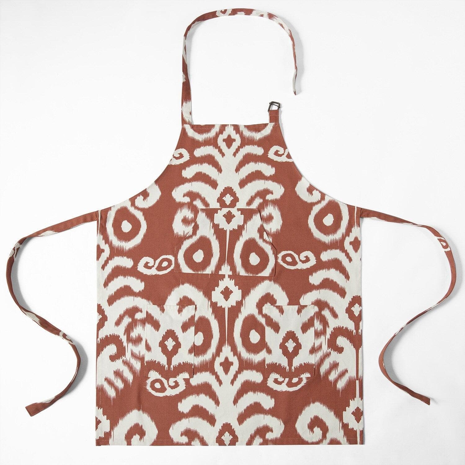 Sri Lanka Rust Printed Cotton Apron - HalfPriceDrapes.com