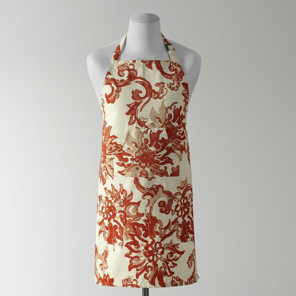Indonesian Rust Printed Cotton Apron - HalfPriceDrapes.com