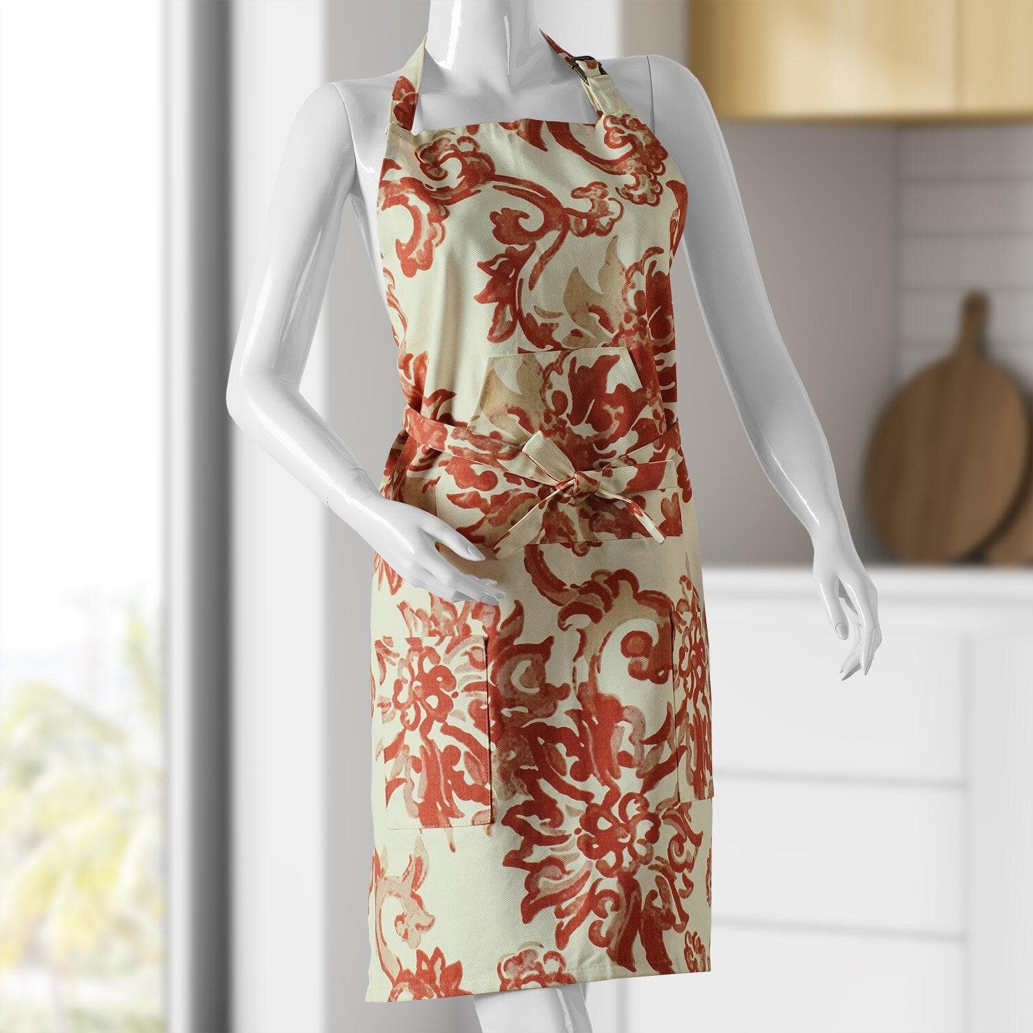 Indonesian Rust Printed Cotton Apron - HalfPriceDrapes.com