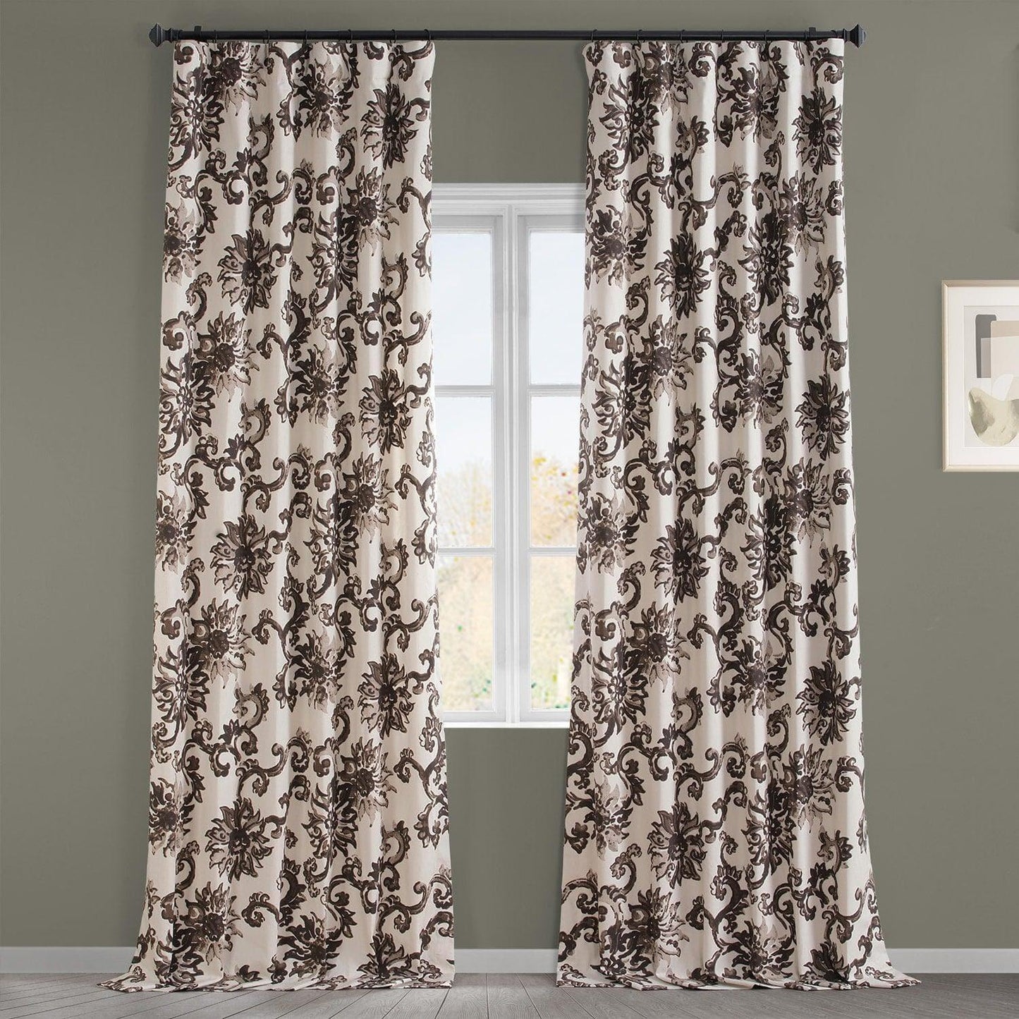 Indonesian Brown Printed Cotton Curtain