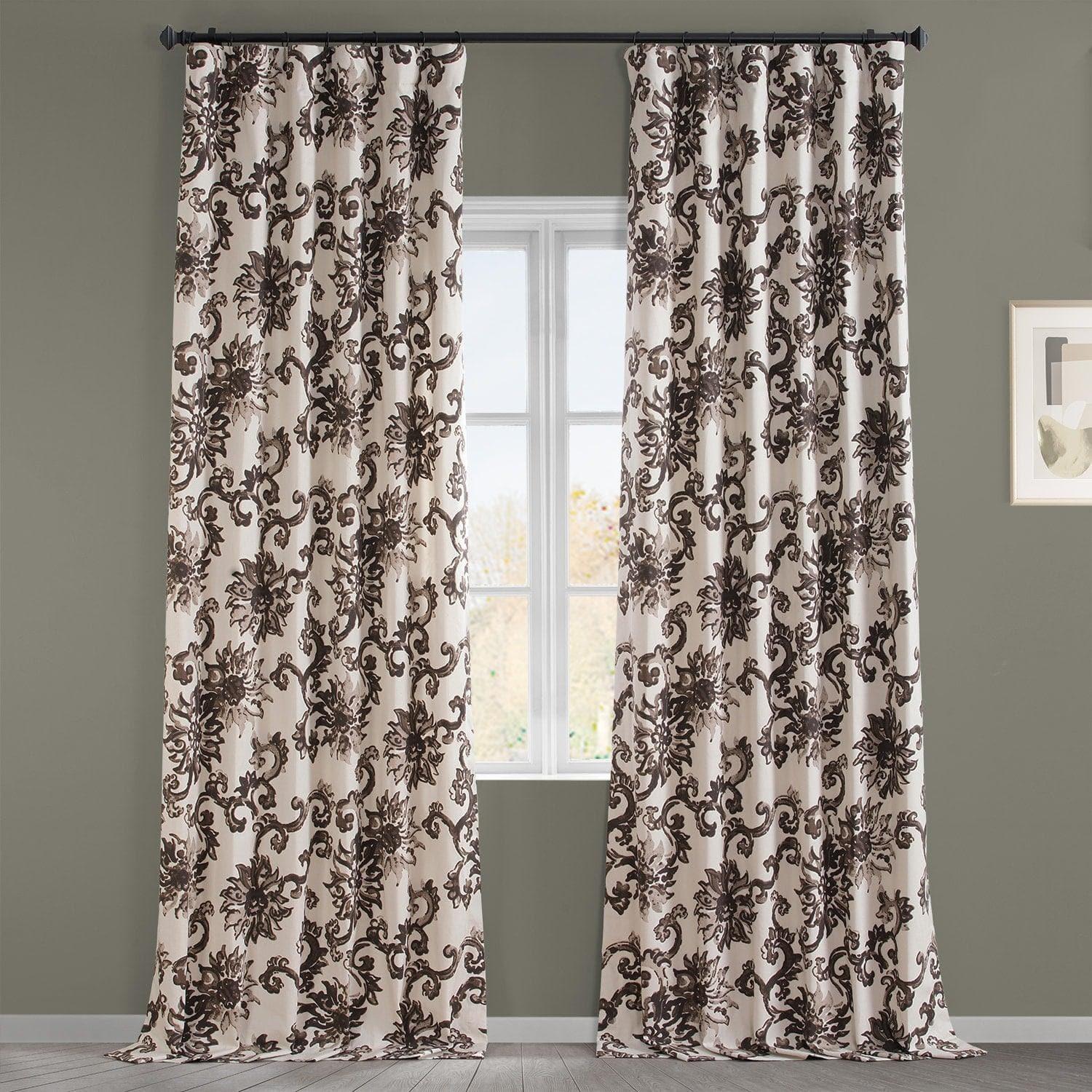Indonesian Brown Printed Cotton Curtain