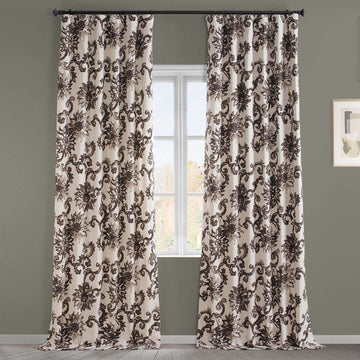 Indonesian Brown Printed Cotton Curtain