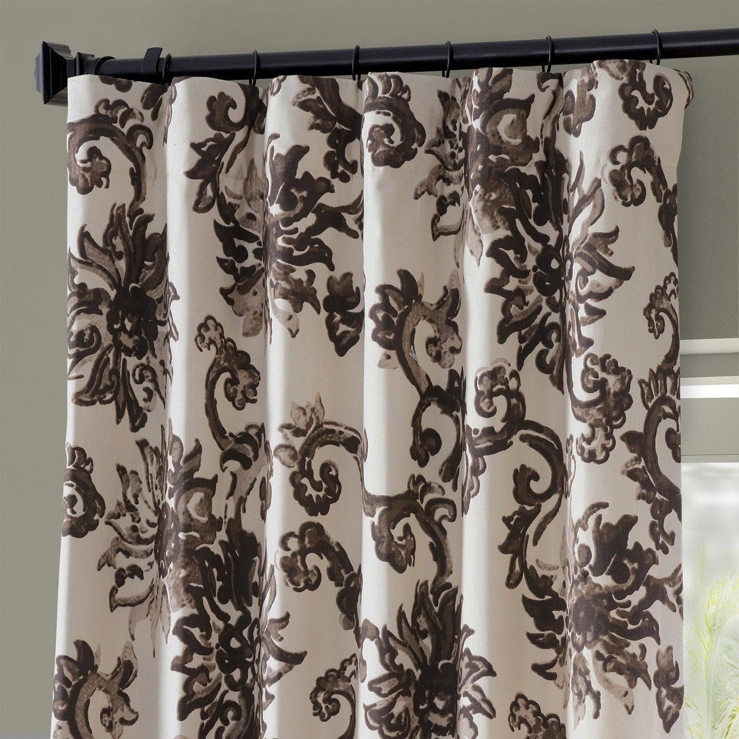 Indonesian Brown Printed Cotton Curtain