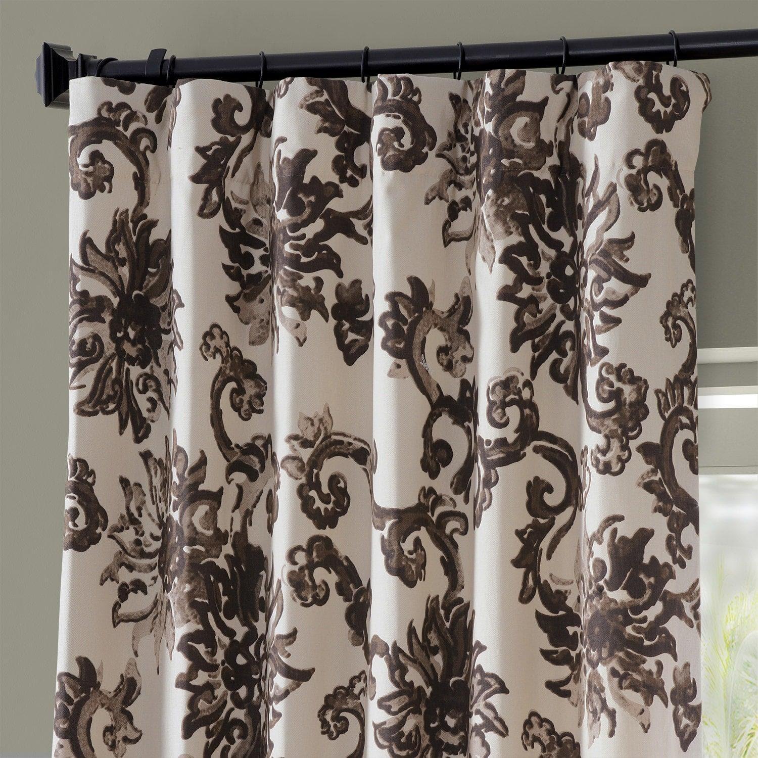 Indonesian Brown Printed Cotton Curtain