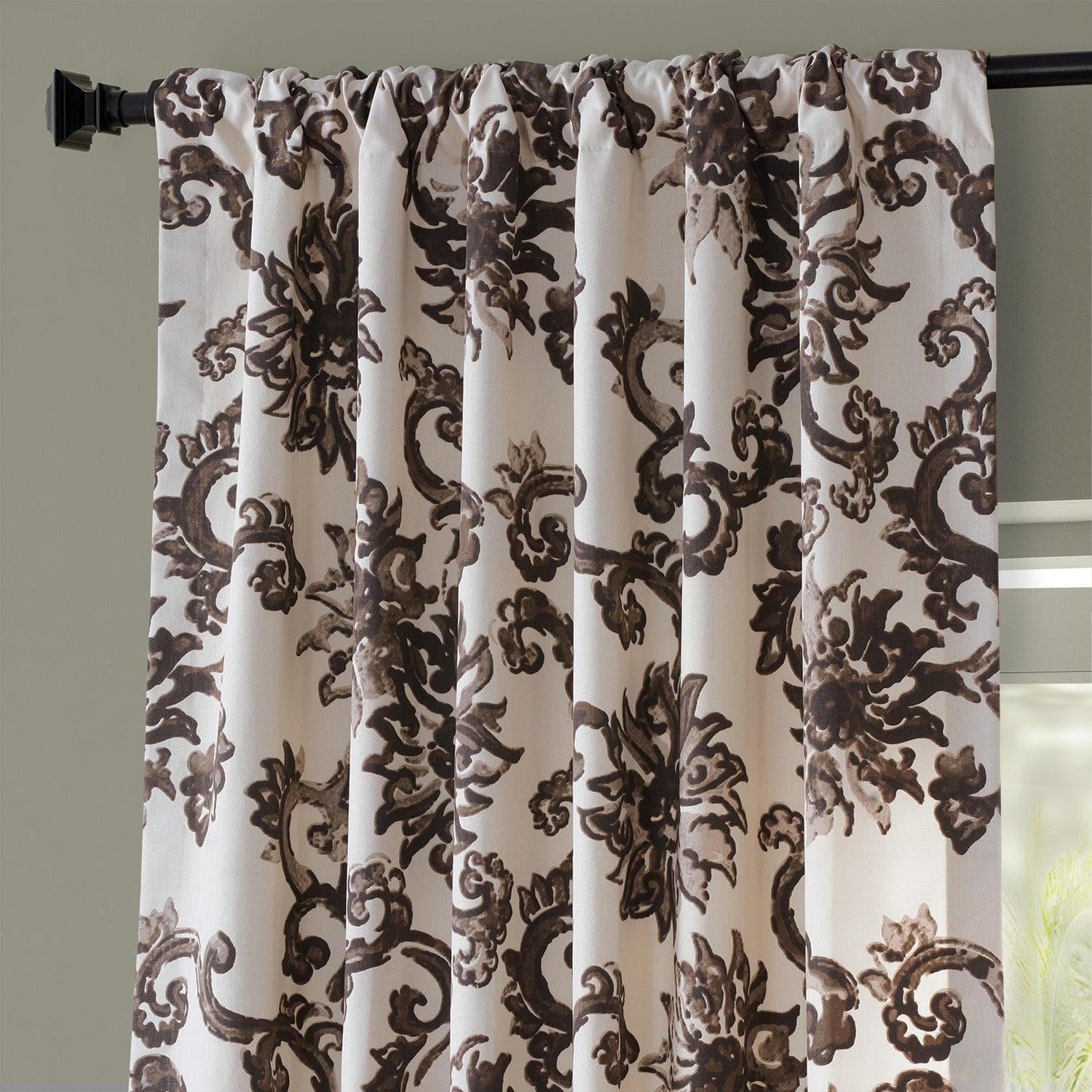 Indonesian Brown Printed Cotton Curtain