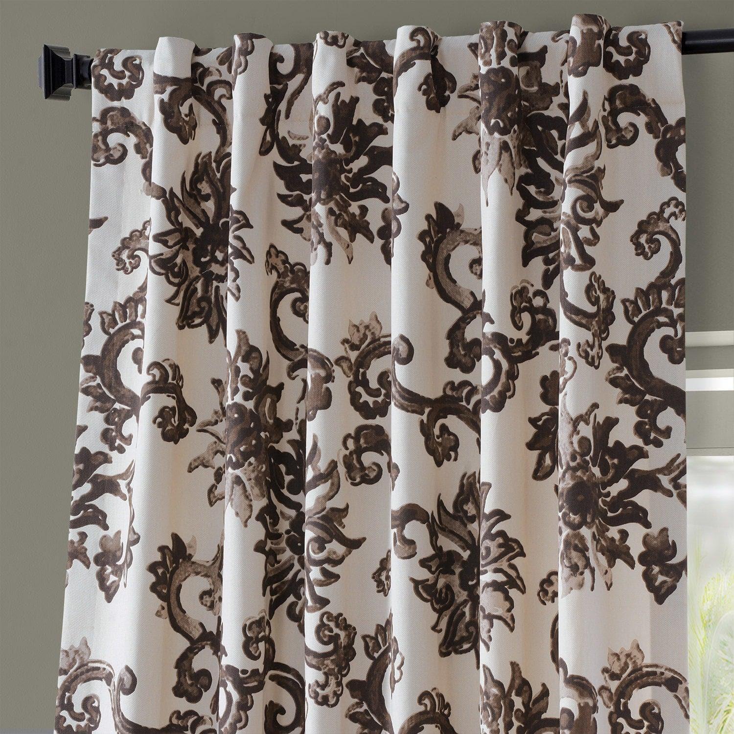 Indonesian Brown Printed Cotton Curtain