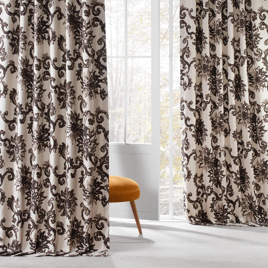 Indonesian Brown Printed Cotton Curtain