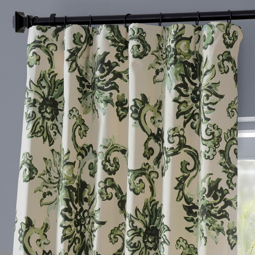Indonesian Green Printed Cotton Curtain