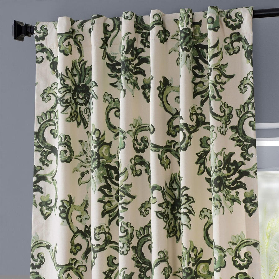 Indonesian Green Printed Cotton Curtain