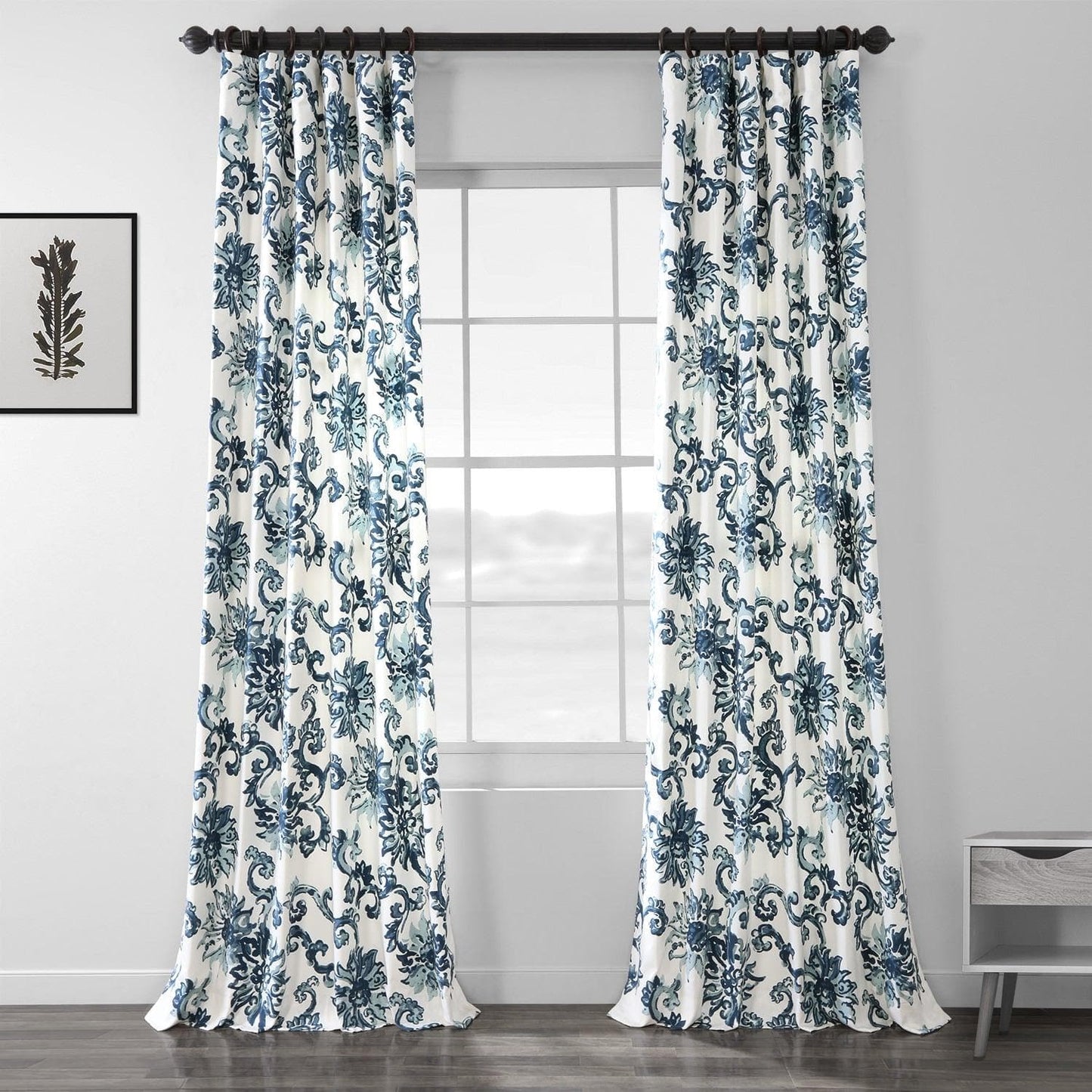 Indonesian Blue Printed Cotton Curtain