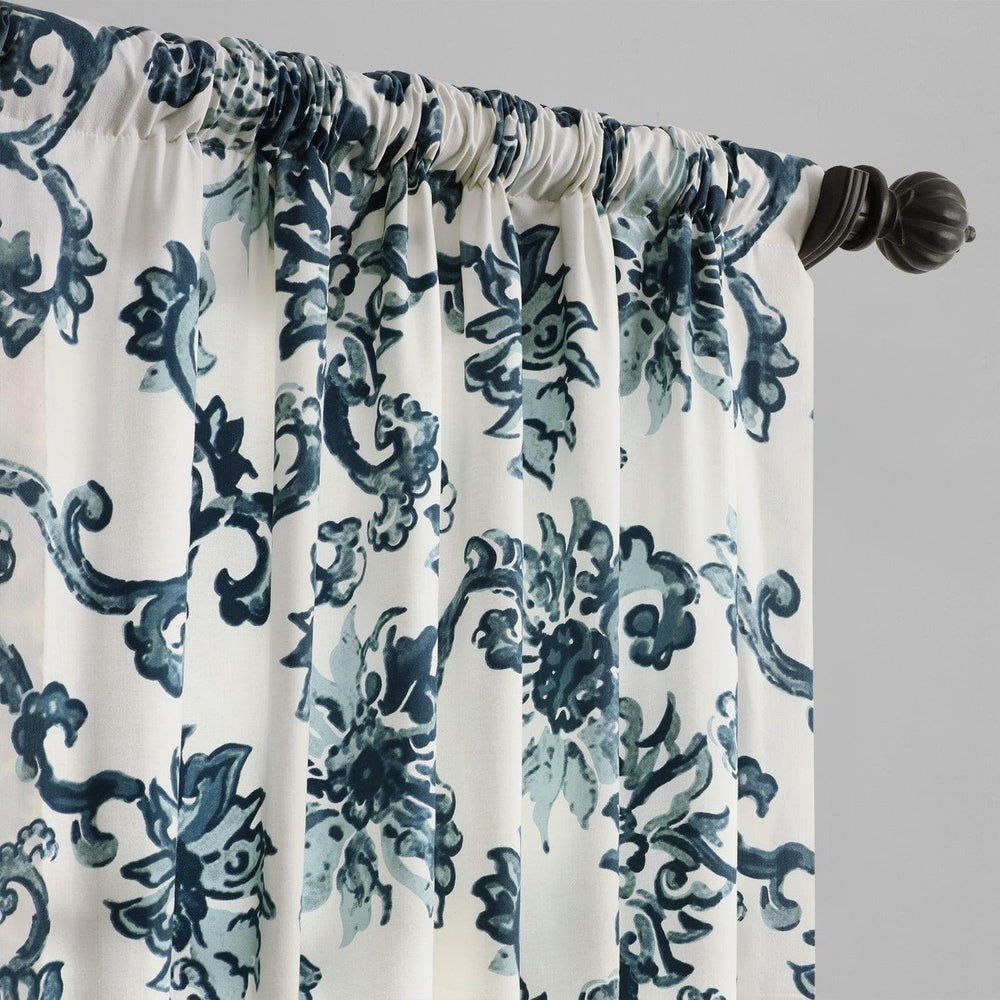 Indonesian Blue Printed Cotton Curtain
