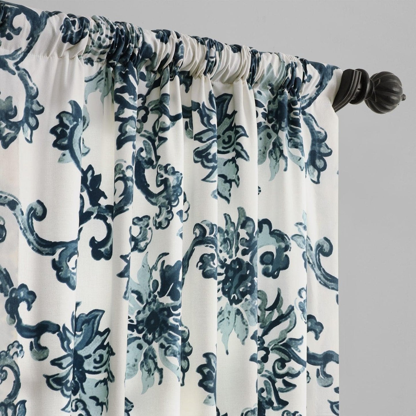 Indonesian Blue Printed Cotton Curtain