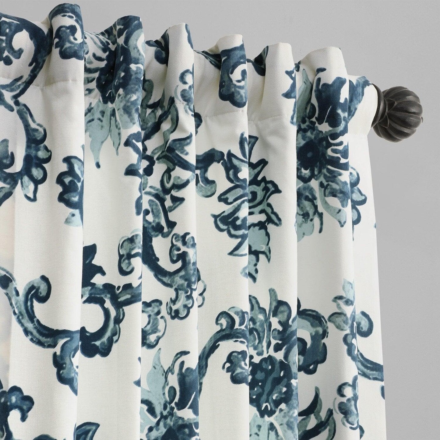 Indonesian Blue Printed Cotton Curtain