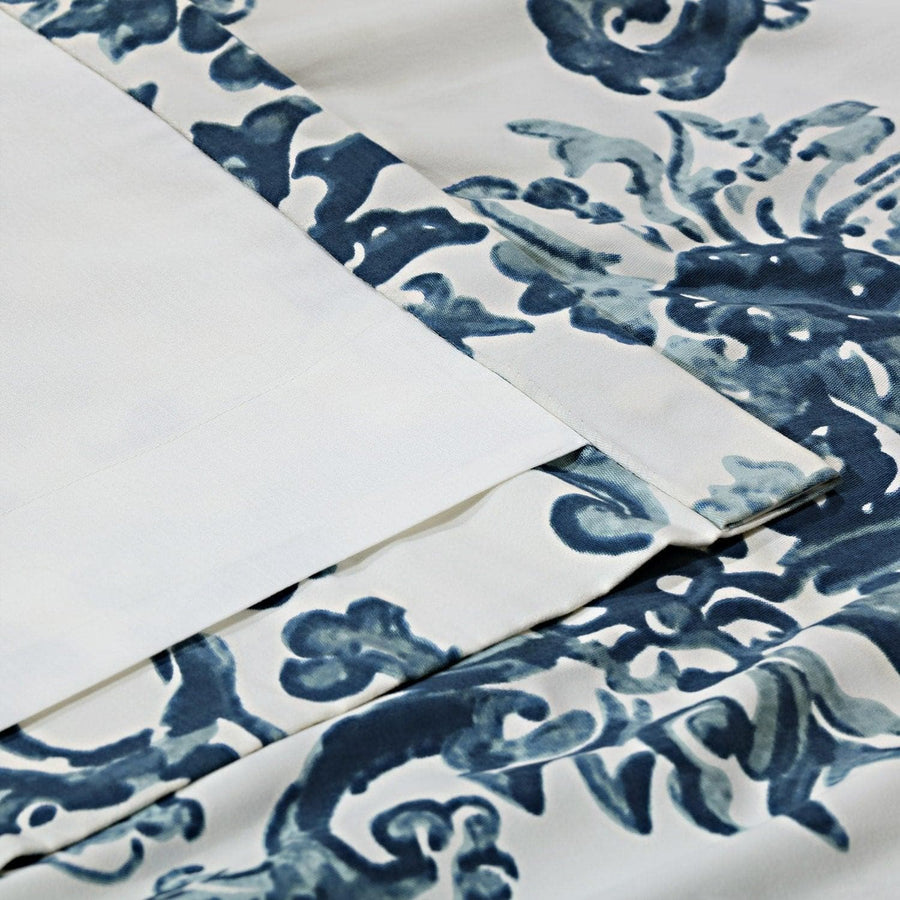 Indonesian Blue Printed Cotton Curtain