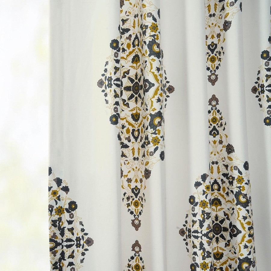 Kerala Gold French Pleat Printed Cotton Curtain