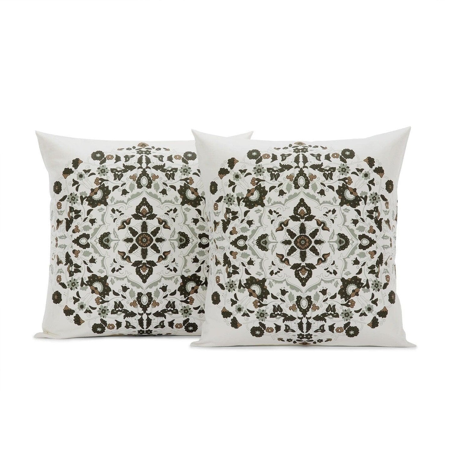 Kerala Cocoa Printed Cotton Cushion Covers - Pair (2 pcs.)