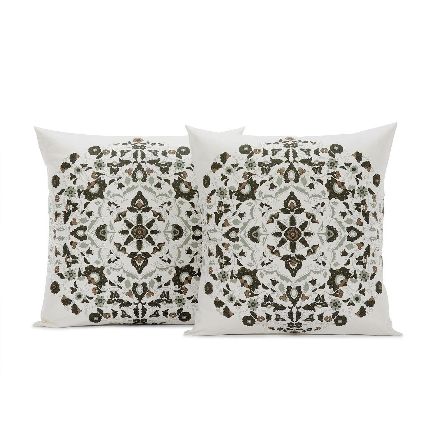 Kerala Cocoa Printed Cotton Cushion Covers - Pair (2 pcs.)