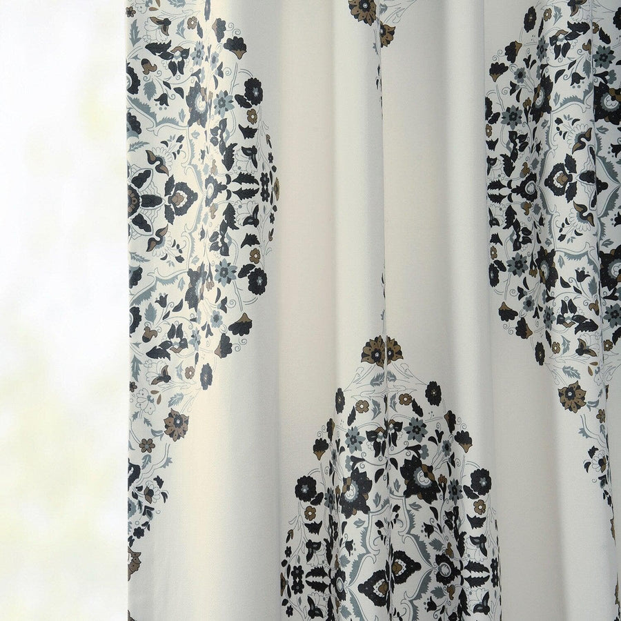 Kerala Cocoa French Pleat Printed Cotton Curtain