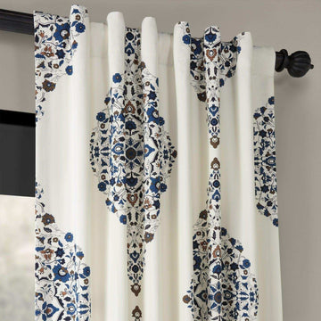 Kerala Blue Printed Cotton Curtain