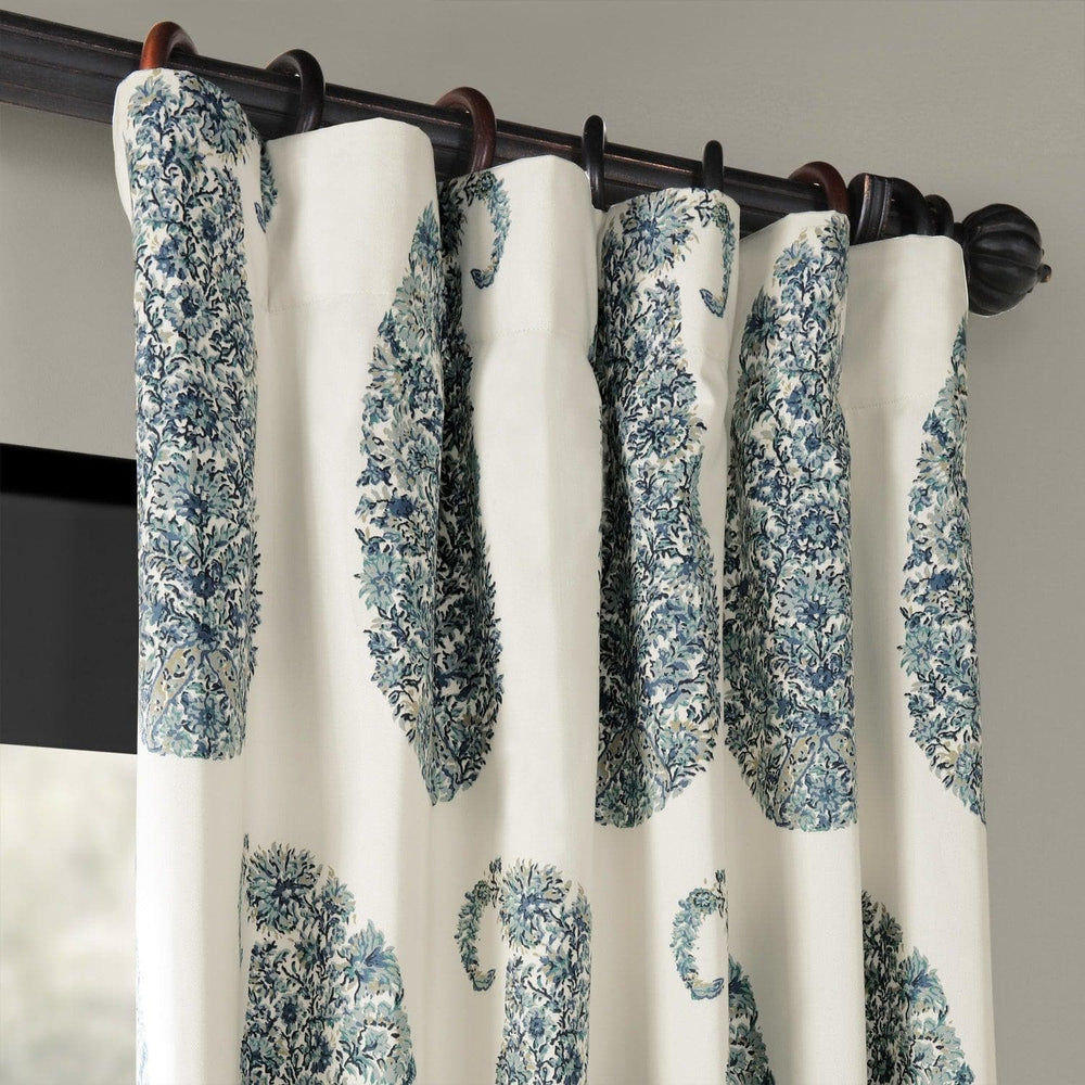 Paisley Park Blue Printed Cotton Curtain