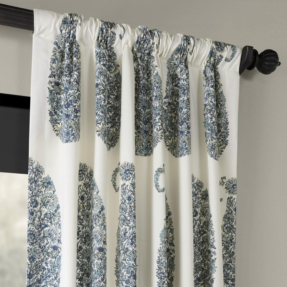 Paisley Park Blue Printed Cotton Curtain