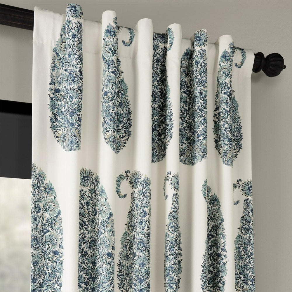Paisley Park Blue Printed Cotton Curtain