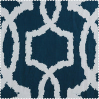 Lyons Blue Printed Cotton Twill Swatch - HalfPriceDrapes.com