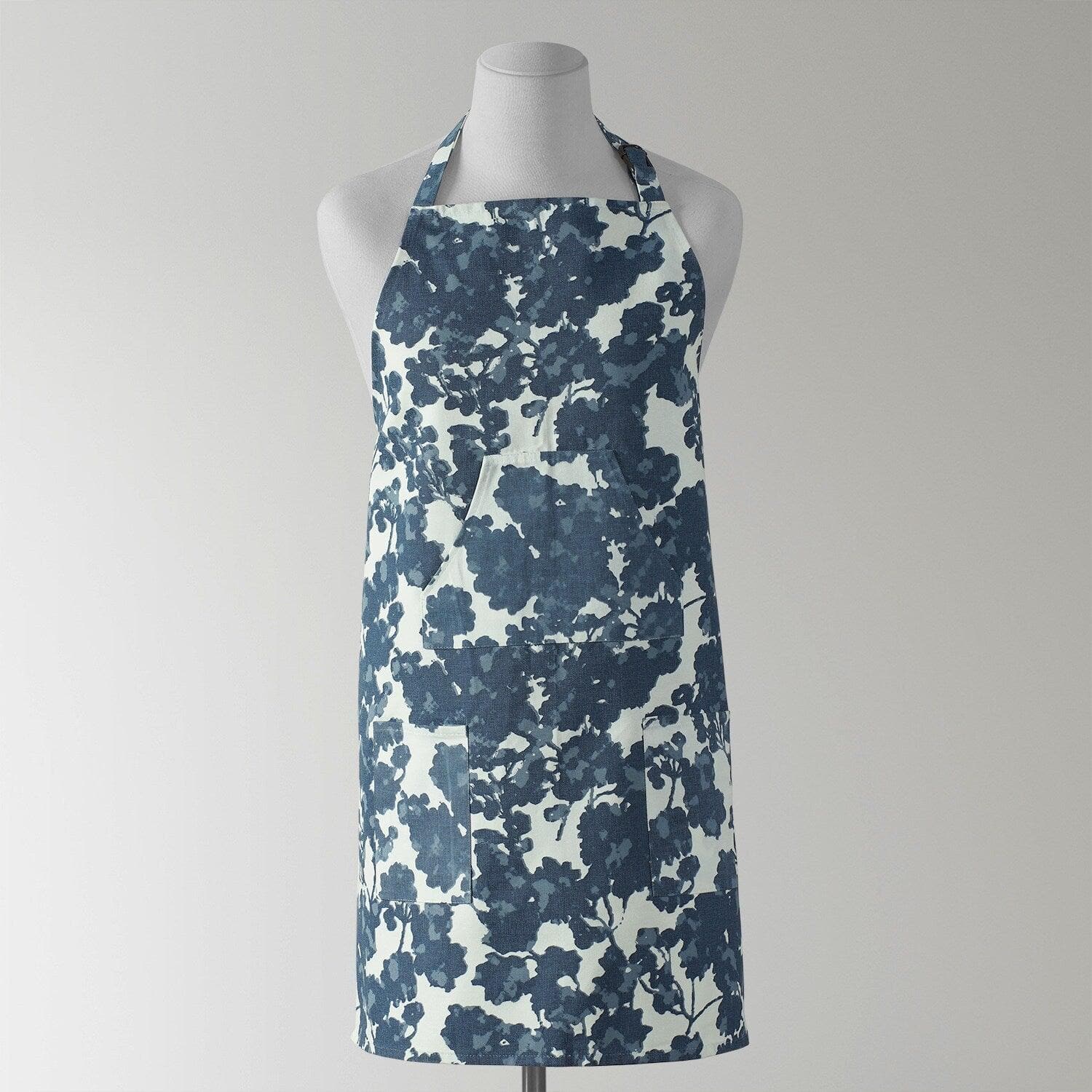 Fleur Blue Printed Cotton Apron - HalfPriceDrapes.com