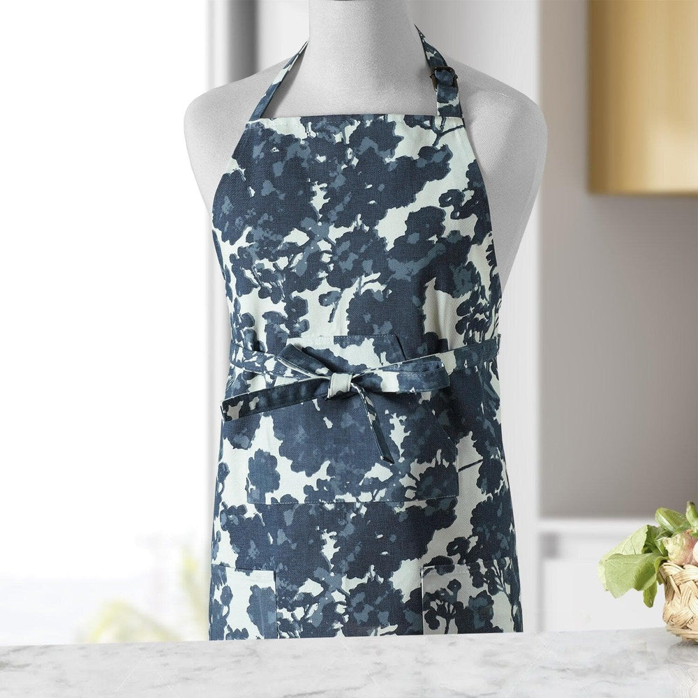 Fleur Blue Printed Cotton Apron - HalfPriceDrapes.com