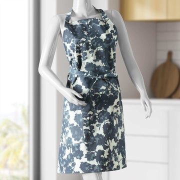 Fleur Blue Printed Cotton Apron - HalfPriceDrapes.com
