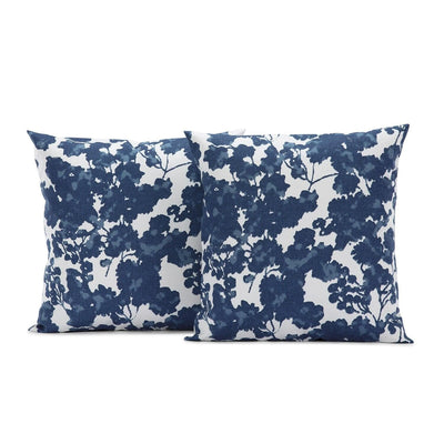Fleur Blue Floral Printed Cotton Cushion Covers - Pair