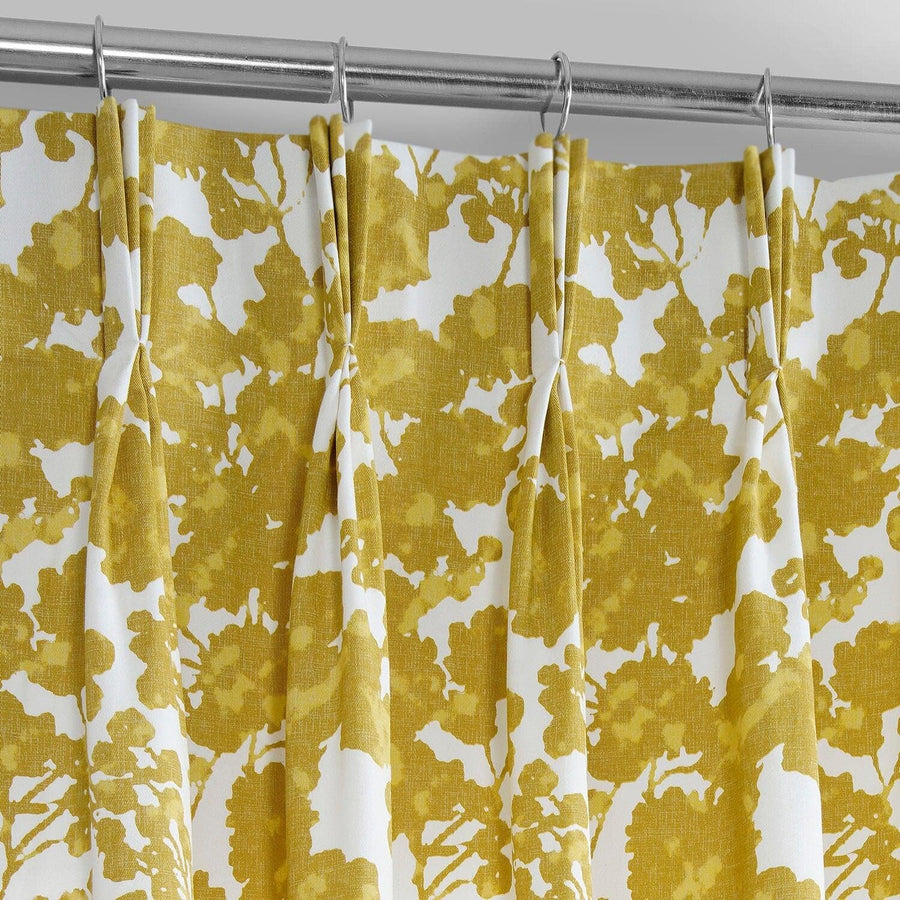 Fleur Gold French Pleat Printed Cotton Curtain