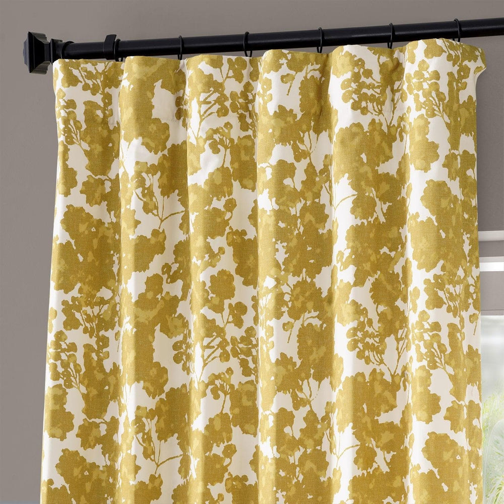 Fleur Gold Printed Cotton Curtain