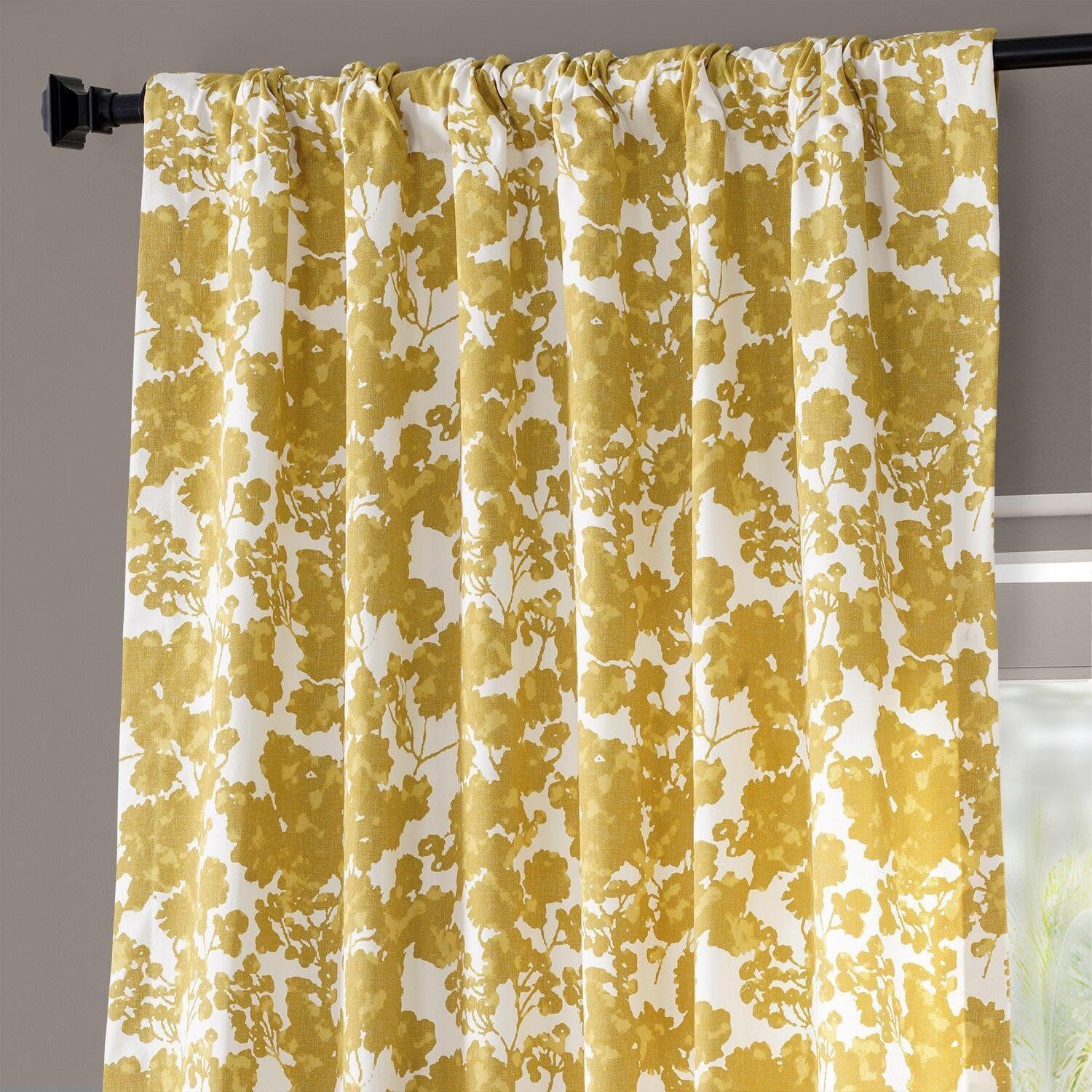 Fleur Gold Printed Cotton Curtain