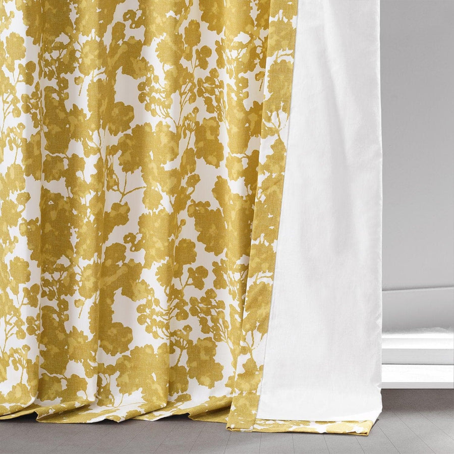 Fleur Gold Printed Cotton Curtain