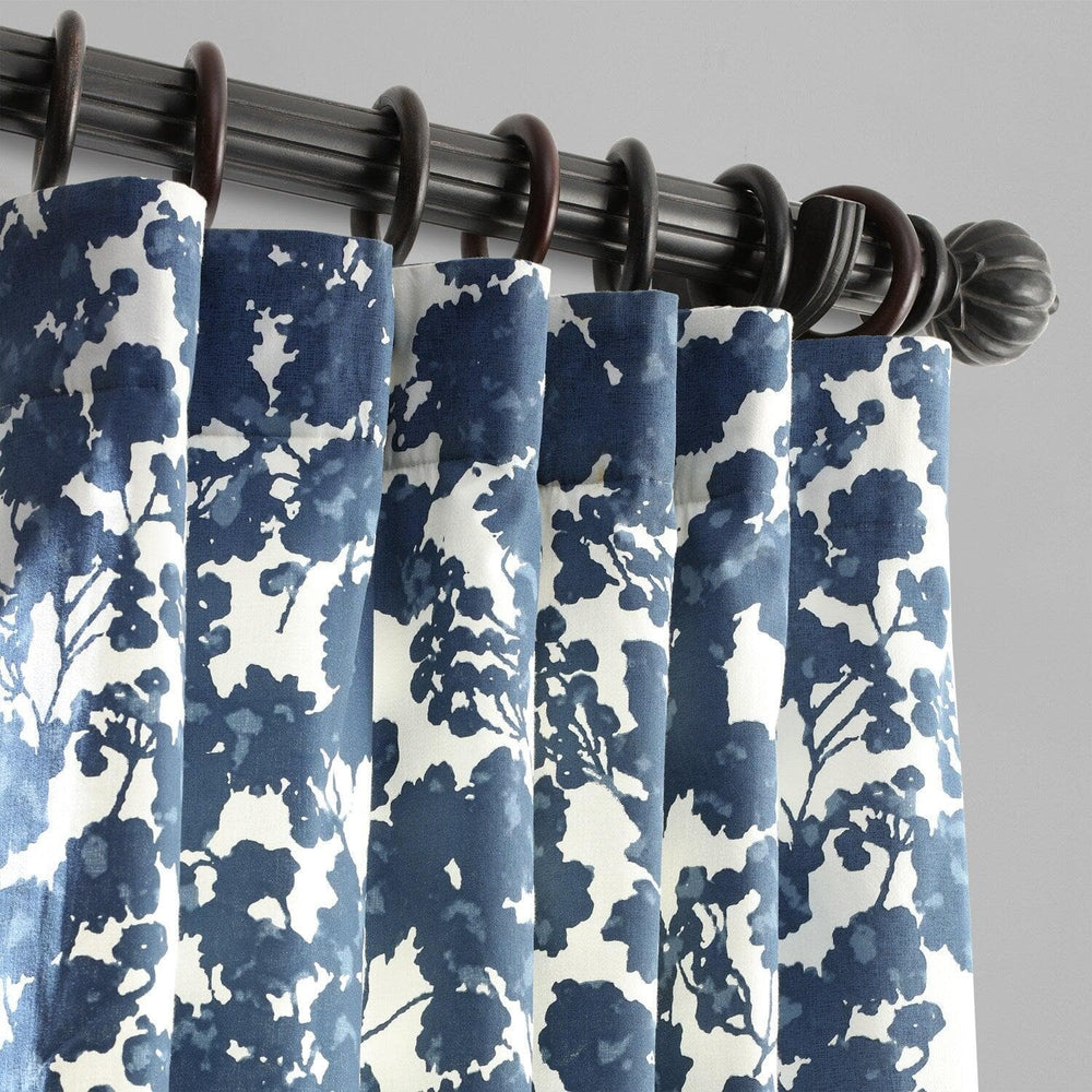 Fleur Blue Printed Cotton Curtain