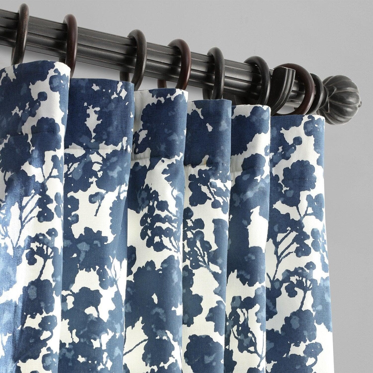 Fleur Blue Printed Cotton Curtain