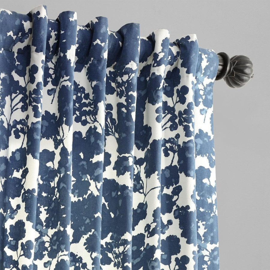 Fleur Blue Printed Cotton Curtain